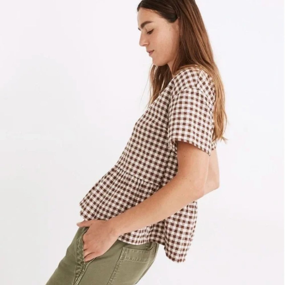 Madewell Medford Textured Gingham Top Sz Small
